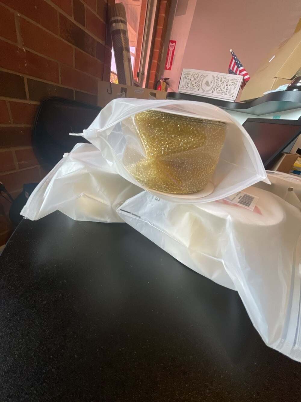 Qianf Metallic Gold Sheer Organza Wired Ribbon for Crafts and Gift Wrapping 3 pa